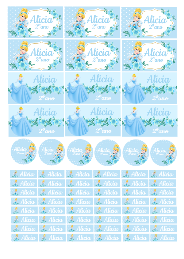 Kit de Etiquetas Escolares Cinderela para Editar e Imprimir Kit de Etiquetas Escolares Cinderela para Editar e Imprimir