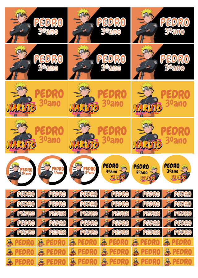 Kit de Etiquetas Escolares Naruto para Editar e Imprimir Kit de Etiquetas Escolares Naruto para Editar e Imprimir