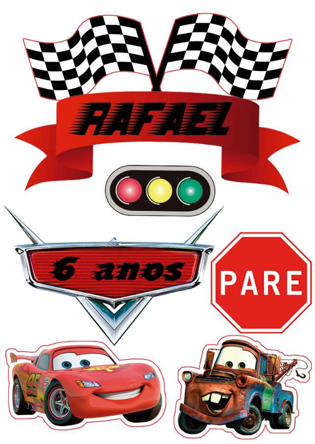 Topo de Bolo Aniversário Carros Editável Online para Imprimir Topo de Bolo Aniversário Carros Editável Online para Imprimir