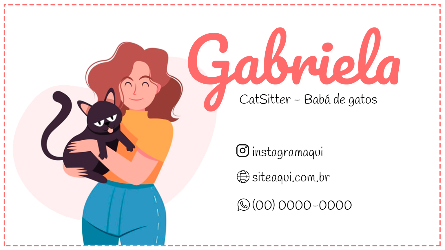 Cartão de Visita Cat Sitter Ilustrado para Editar Online Cartão de Visita Cat Sitter Ilustrado para Editar Online
