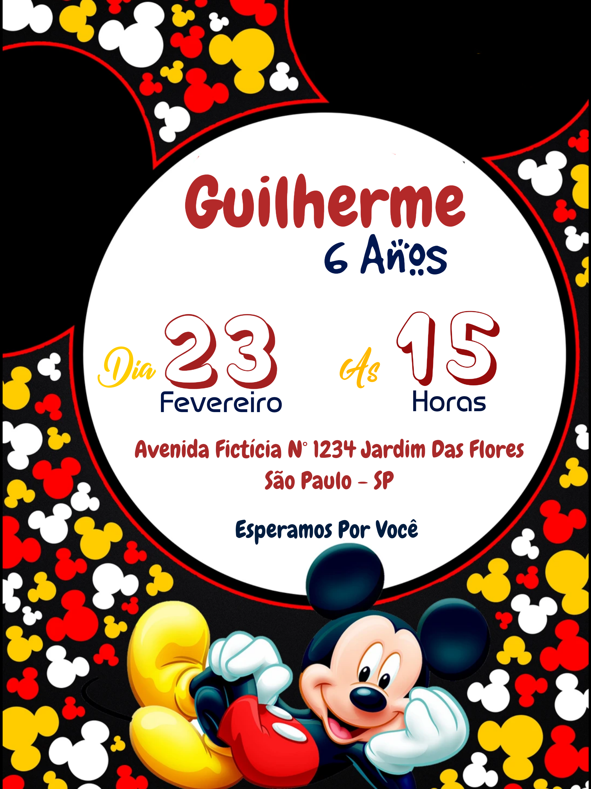 Convite de Aniversário Mickey Mouse para Editar Online Convite de Aniversário Mickey Mouse para Editar Online