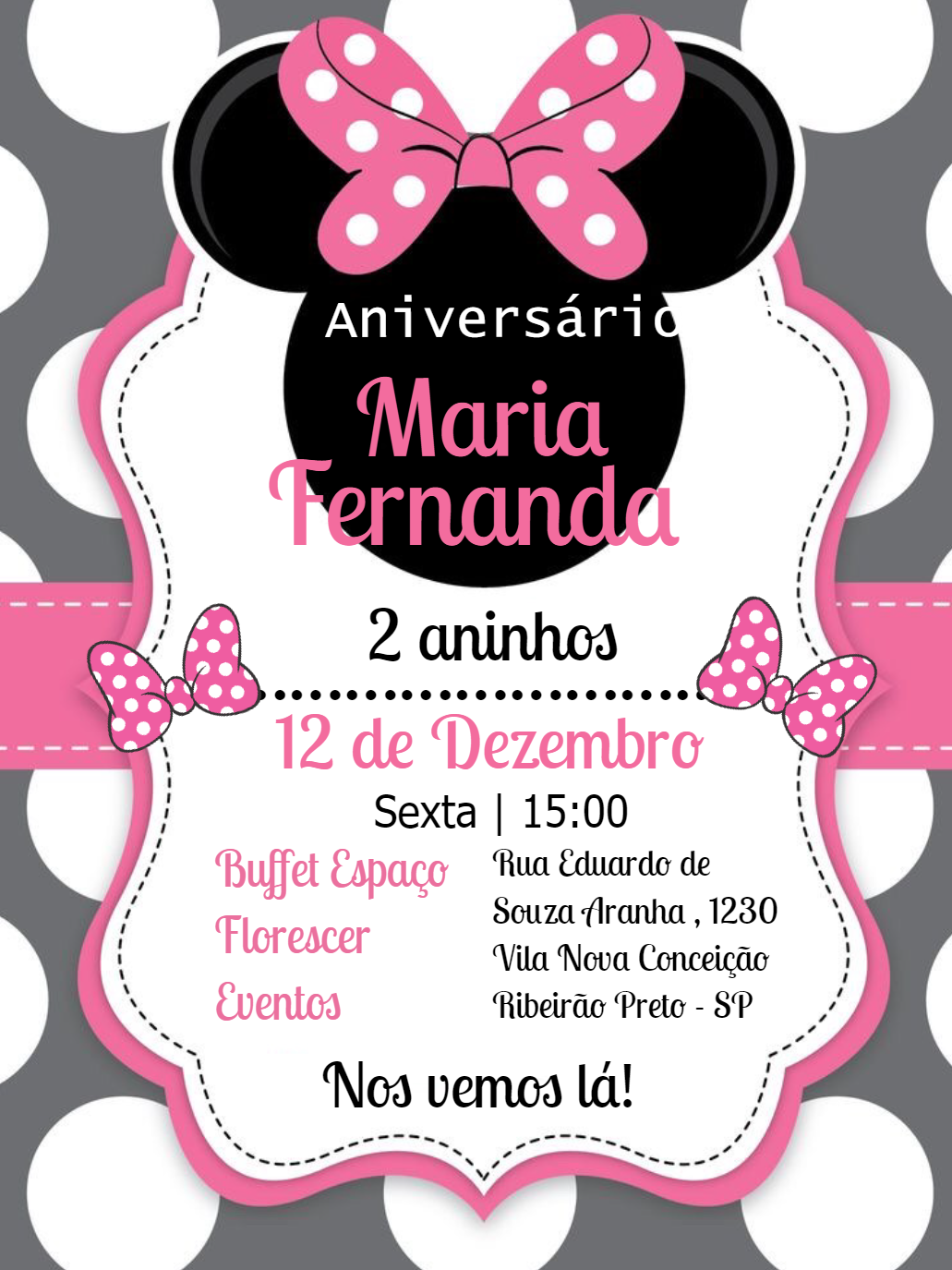 Convite de Aniversário Minnie Rosa Editável Online Convite de Aniversário Minnie Rosa Editável Online