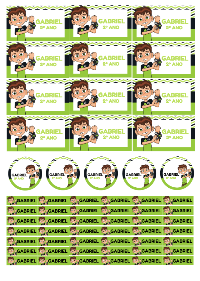 Kit de Etiquetas Escolares Ben 10 para Editar e Imprimir Kit de Etiquetas Escolares Ben 10 para Editar e Imprimir