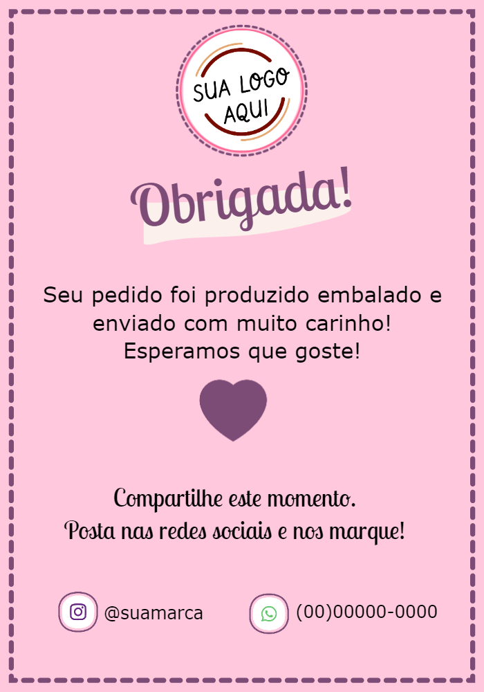 Cartão de Agradecimento pela Compra Rosa para Editar Online Cartão de Agradecimento pela Compra Rosa para Editar Online
