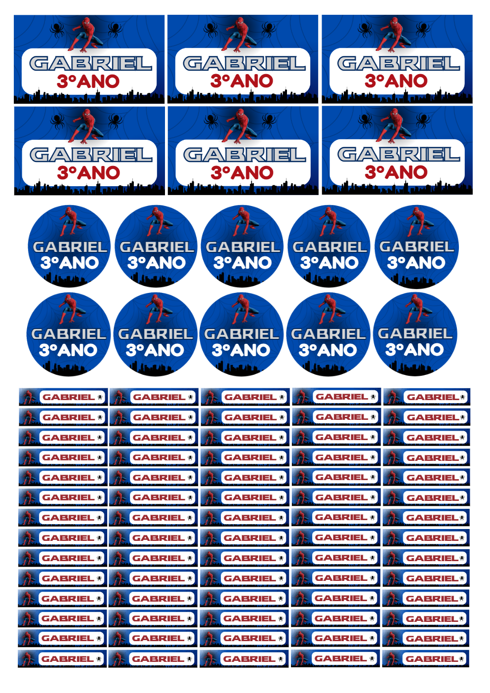 Kit de Etiquetas Escolares Homem Aranha para Editar Online Kit de Etiquetas Escolares Homem Aranha para Editar Online