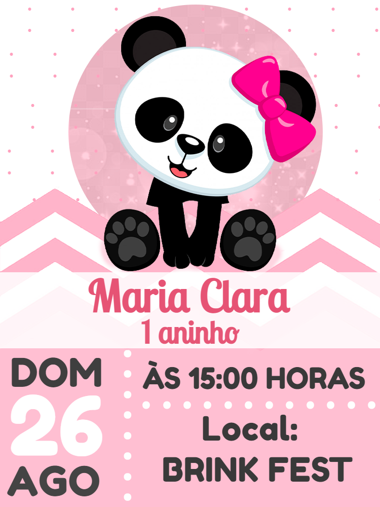 Convite de Aniversário Panda Rosa Menina para Editar Online Convite de Aniversário Panda Rosa Menina para Editar Online