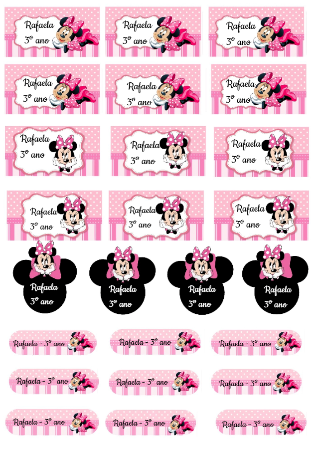 Etiqueta Escolar Minnie Mouse Rosa para Editar Online Etiqueta Escolar Minnie Mouse Rosa para Editar Online