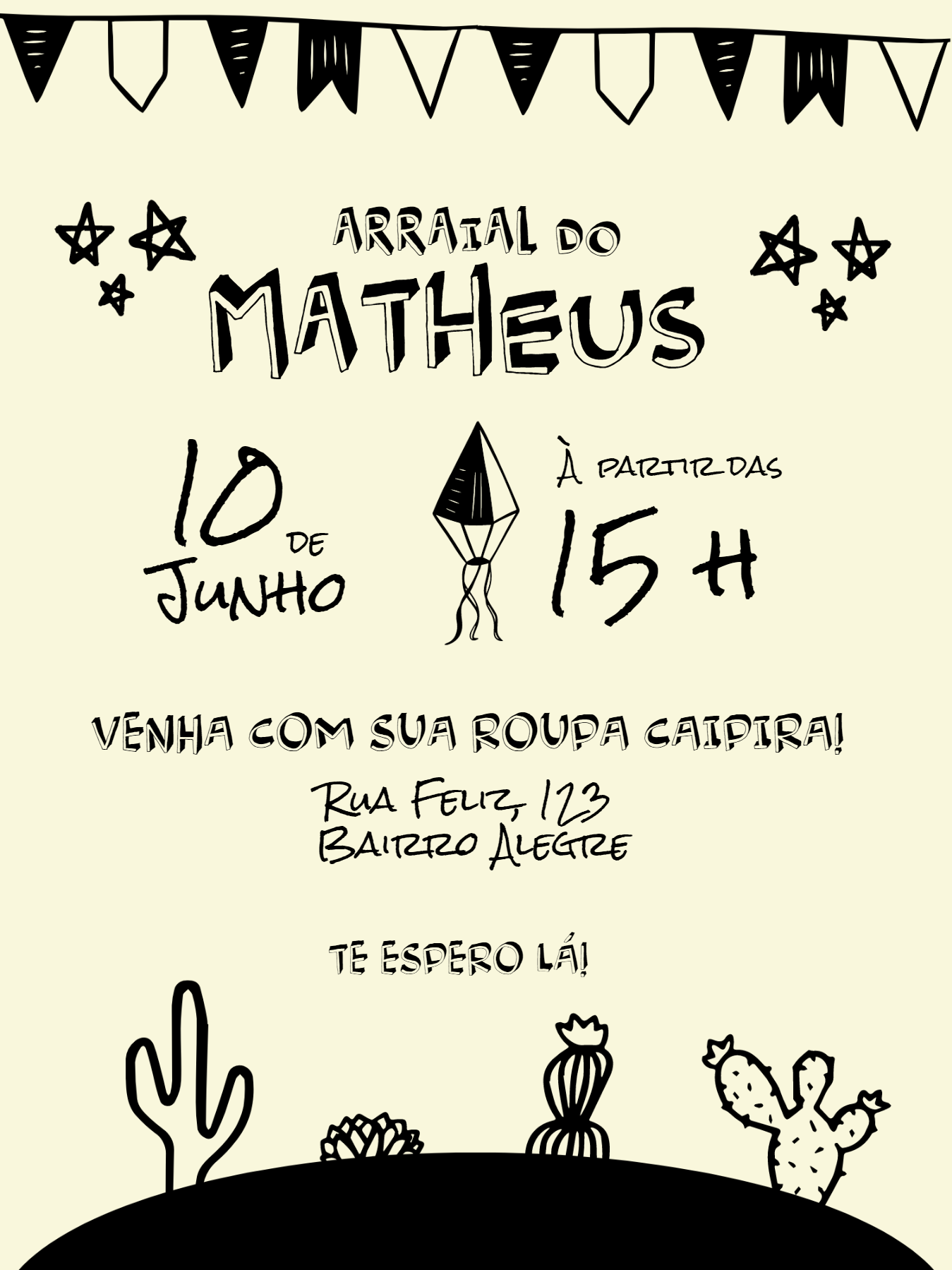 Convite Festa Junina Aniversário Rústico para Editar Online Convite Festa Junina Aniversário Rústico para Editar Online