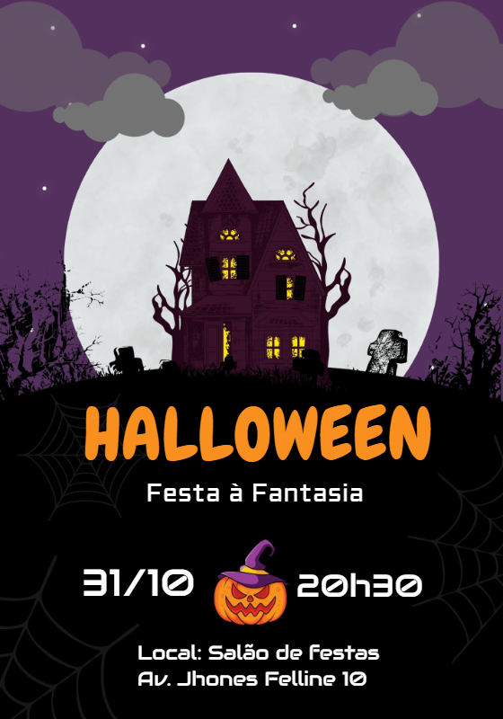 Convite de Halloween com Casa Assombrada para Editar Online Convite de Halloween com Casa Assombrada para Editar Online