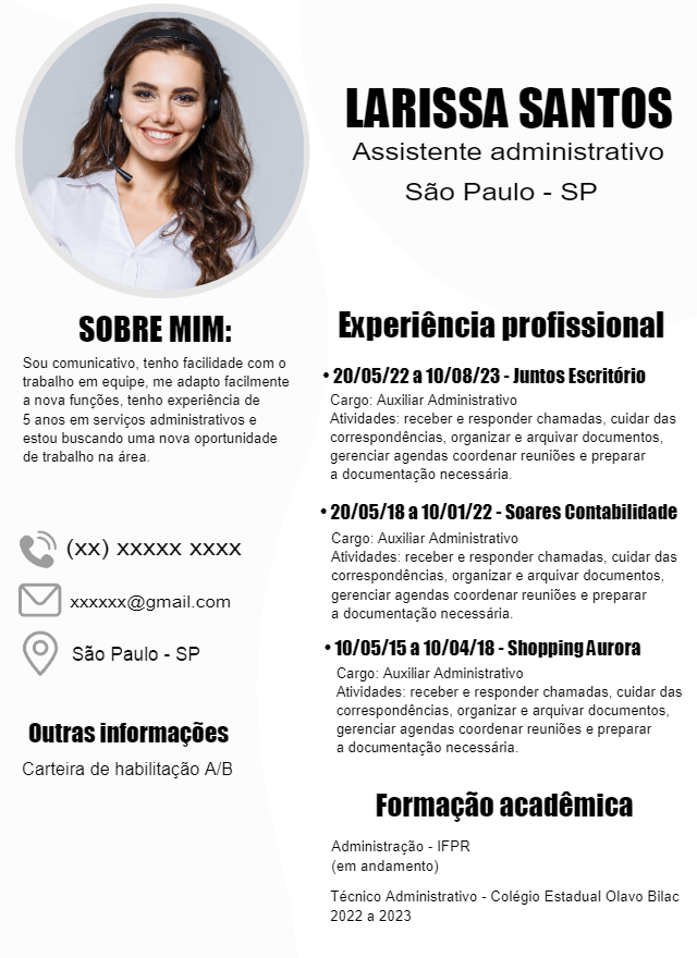 Currículo Profissional com Foto para Editar Online Currículo Profissional com Foto para Editar Online