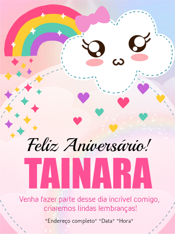 Convite Aniversário Chuva de Amor com Nuvem para Editar Online Convite Aniversário Chuva de Amor com Nuvem para Editar Online