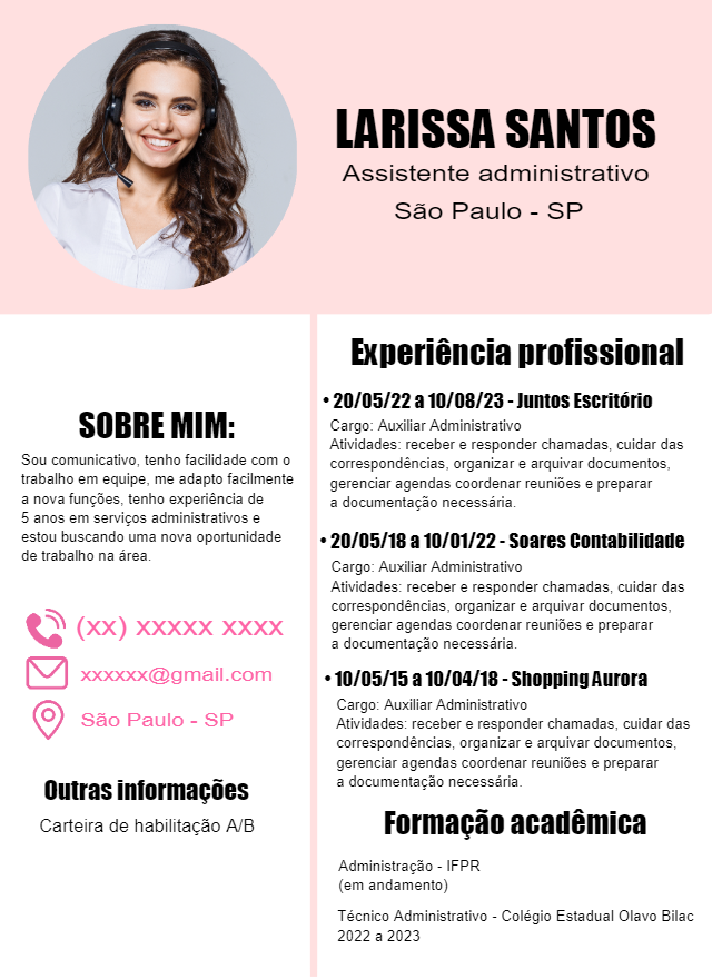 Modelo de Currículo Profissional com Foto para Editar Online Modelo de Currículo Profissional com Foto para Editar Online