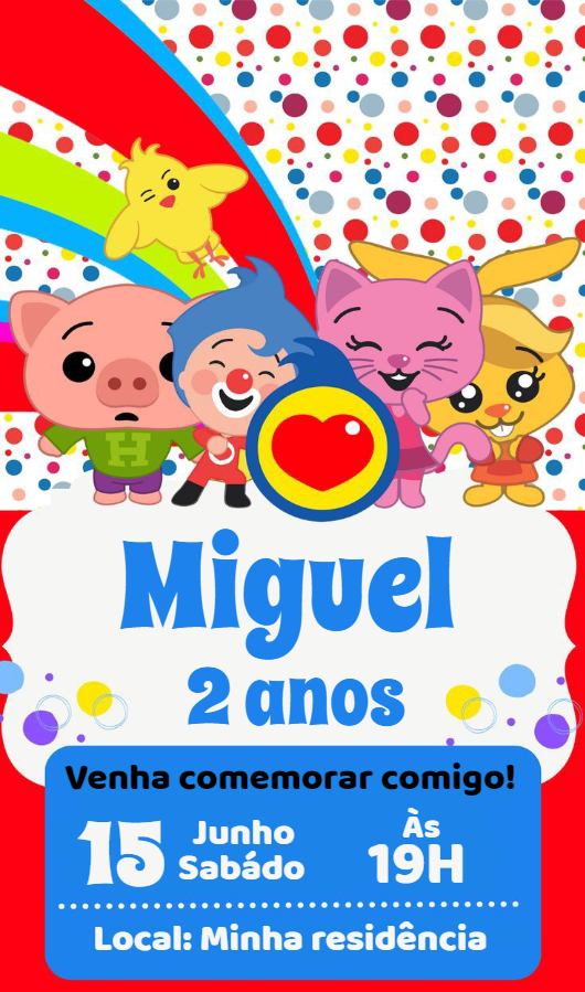 Convite Aniversário Palhaço Plim Plim para Editar Online Convite Aniversário Palhaço Plim Plim para Editar Online