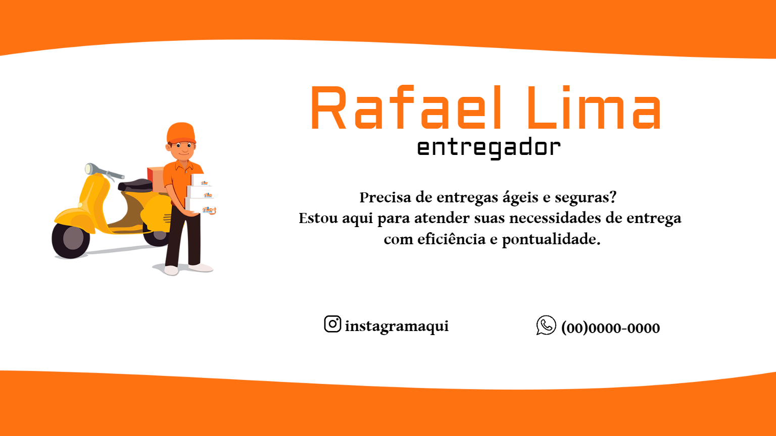 Cartão de Visita Entregador com Motoboy para Editar Online Cartão de Visita Entregador com Motoboy para Editar Online