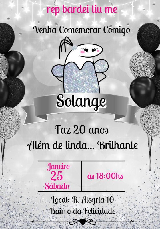 Convite de Aniversário Flork Meme Luxo para Editar Online Convite de Aniversário Flork Meme Luxo para Editar Online