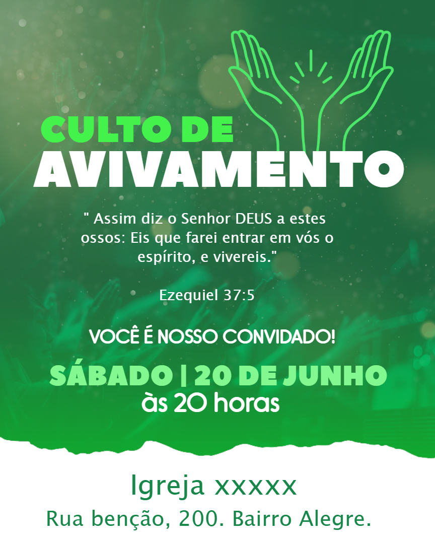 Convite para Culto de Avivamento Editável Online Convite para Culto de Avivamento Editável Online