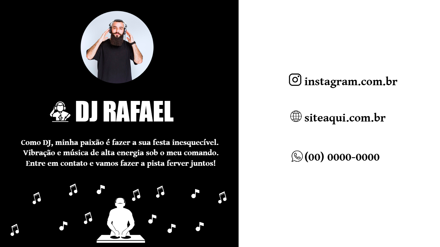 Cartão de Visita DJ Moderno para Editar Online Cartão de Visita DJ Moderno para Editar Online