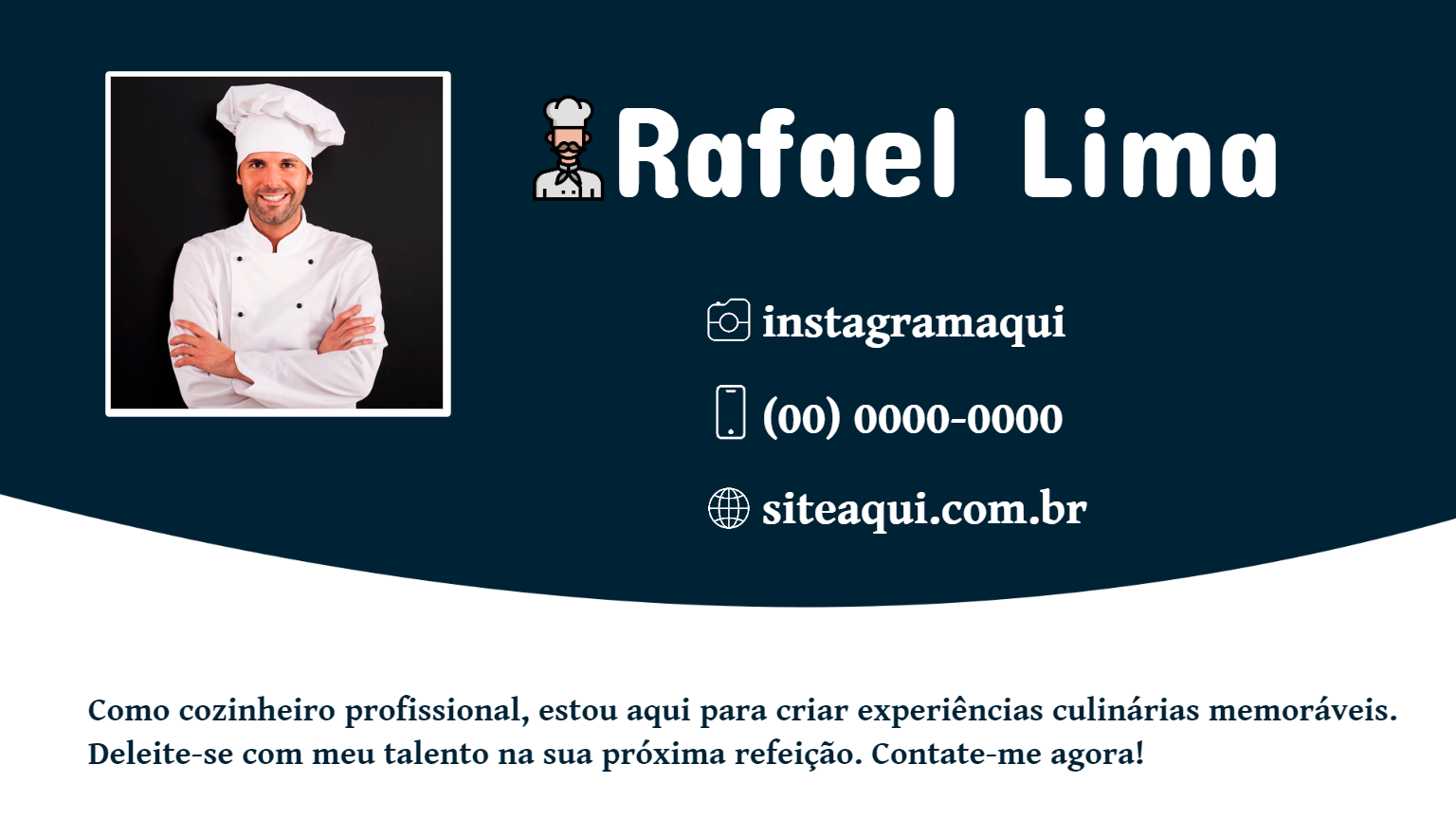 Cartão de Visita Chef de Cozinha Profissional para Editar Cartão de Visita Chef de Cozinha Profissional para Editar