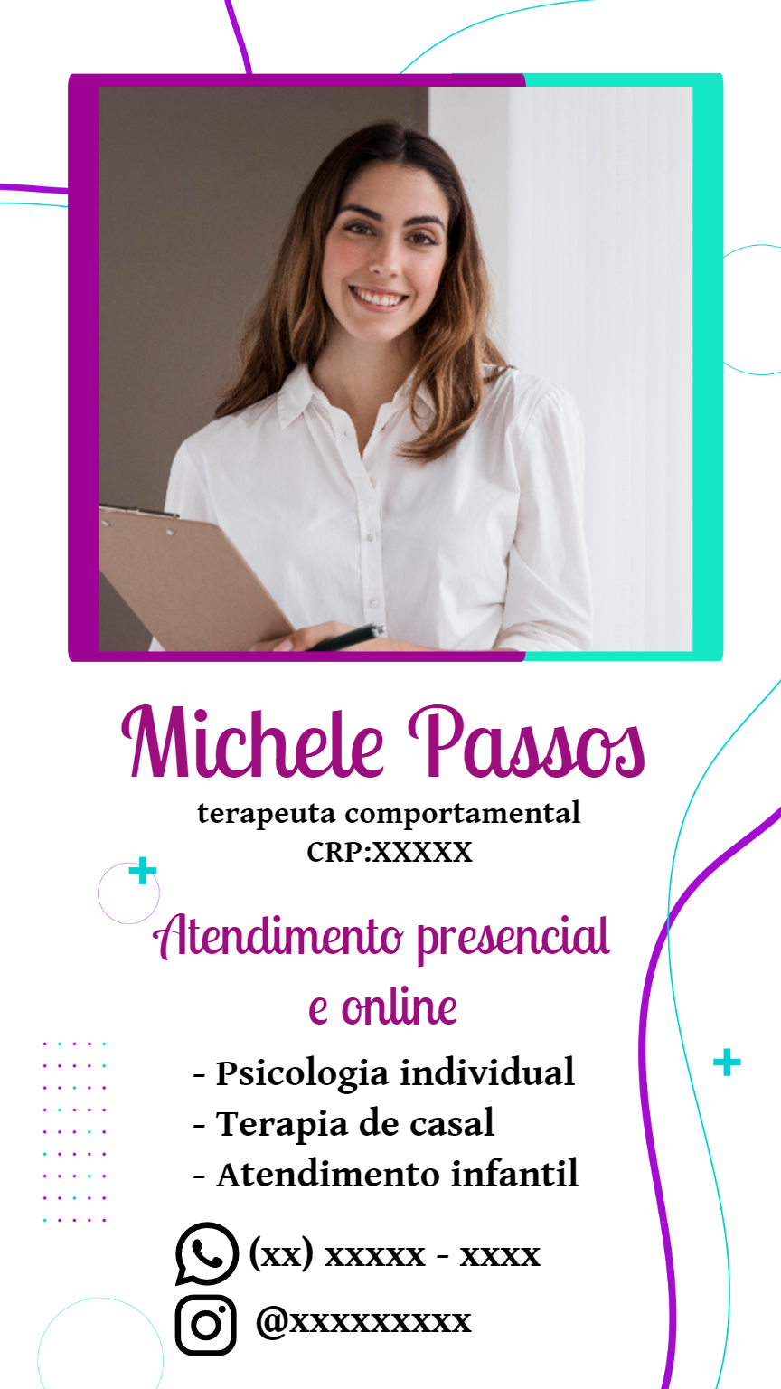 Cartão de Visita Psicologia Profissional Editável Online