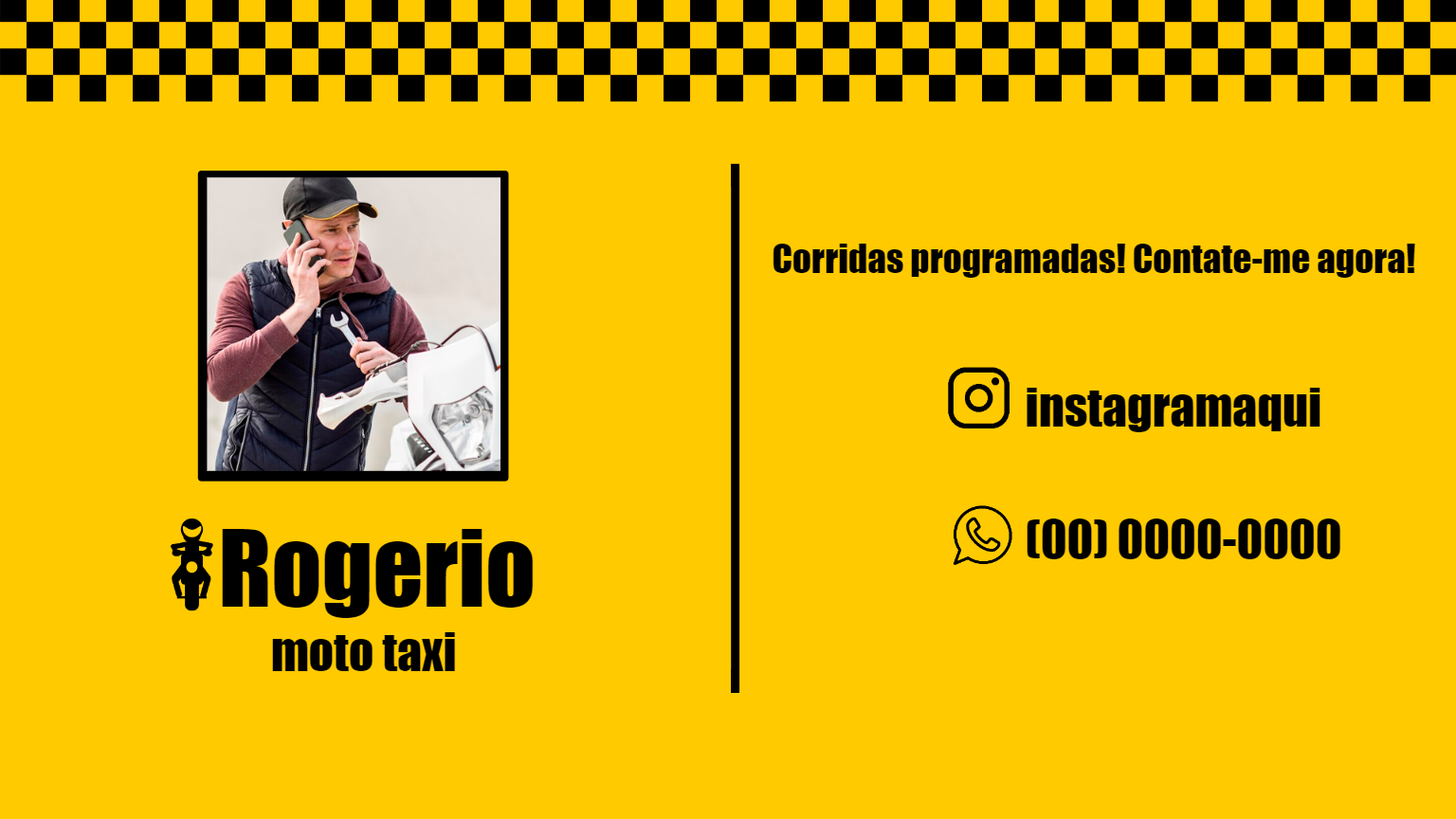 Cartão de Visita Moto Táxi Profissional para Editar Online Cartão de Visita Moto Táxi Profissional para Editar Online