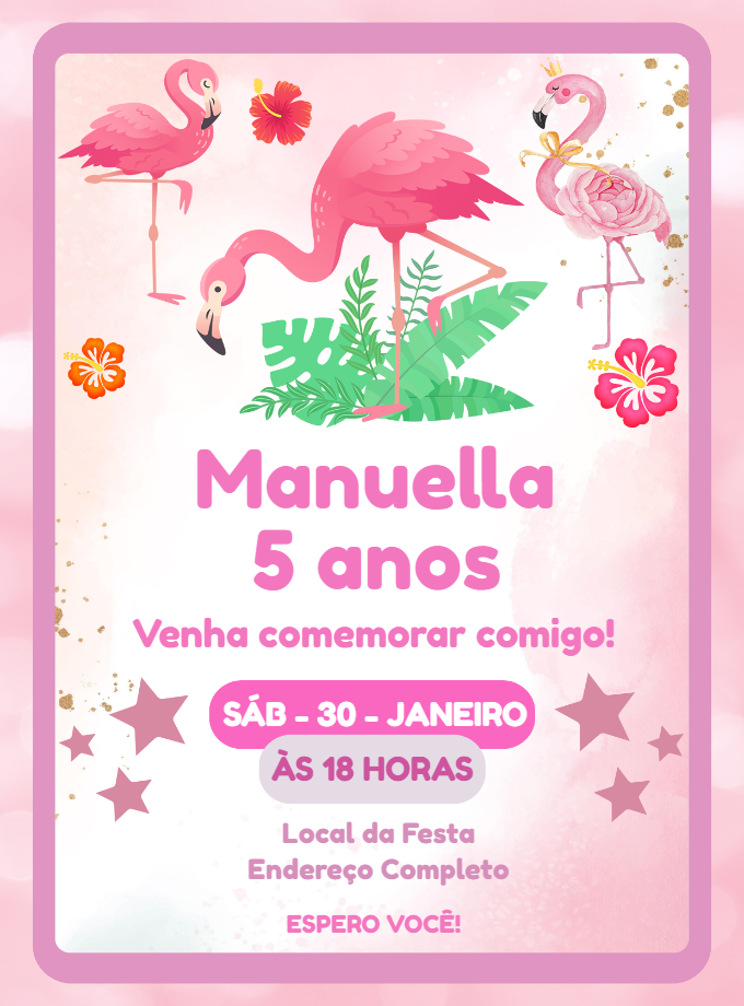 Convite Aniversário Flamingo Tropical para Editar Online Convite Aniversário Flamingo Tropical para Editar Online