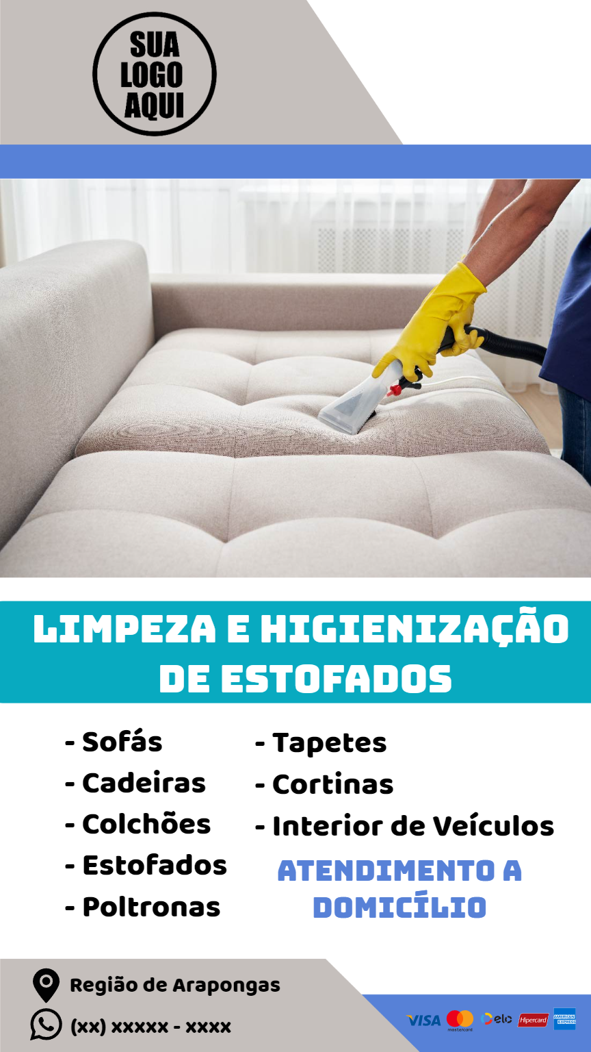 Flyer de Limpeza de Estofados para Editar Online e Divulgar Flyer de Limpeza de Estofados para Editar Online e Divulgar