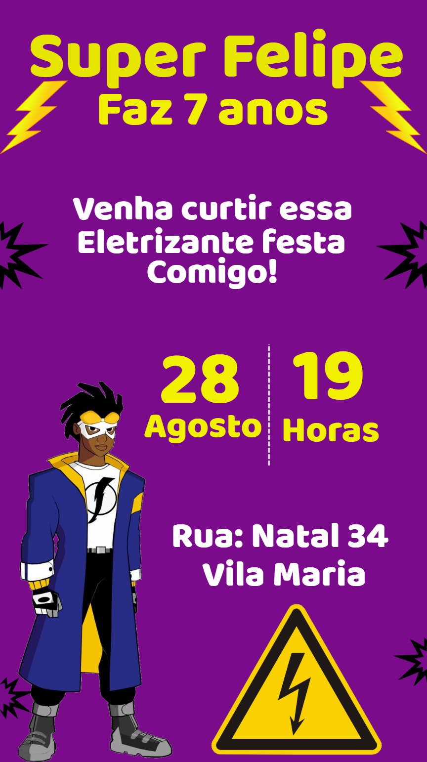 Convite de Aniversário Super Choque para Editar Online Convite de Aniversário Super Choque para Editar Online