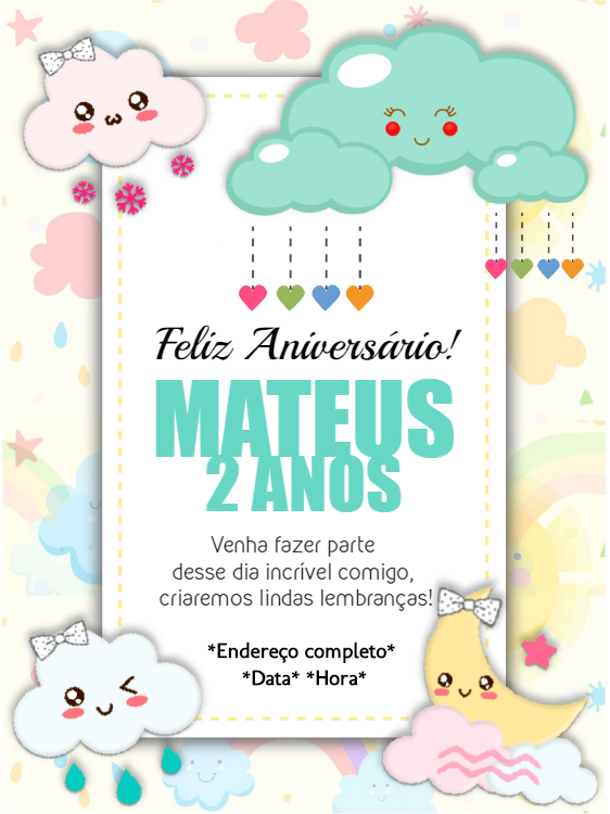 Convite de Aniversário Chuva de Amor para Editar Online Convite de Aniversário Chuva de Amor para Editar Online