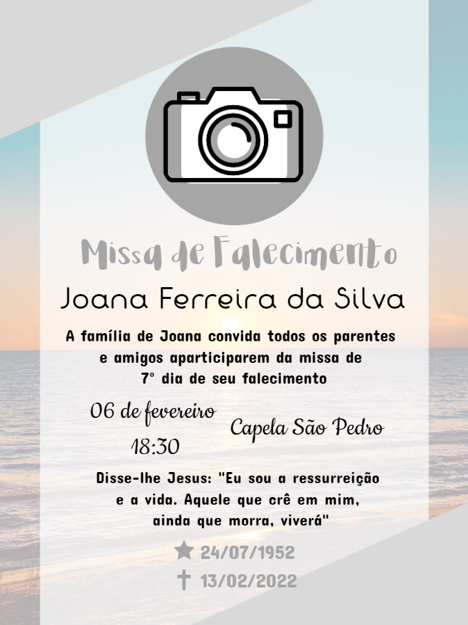 Convite Missa de 7º Dia com Foto para Editar Online Convite Missa de 7º Dia com Foto para Editar Online
