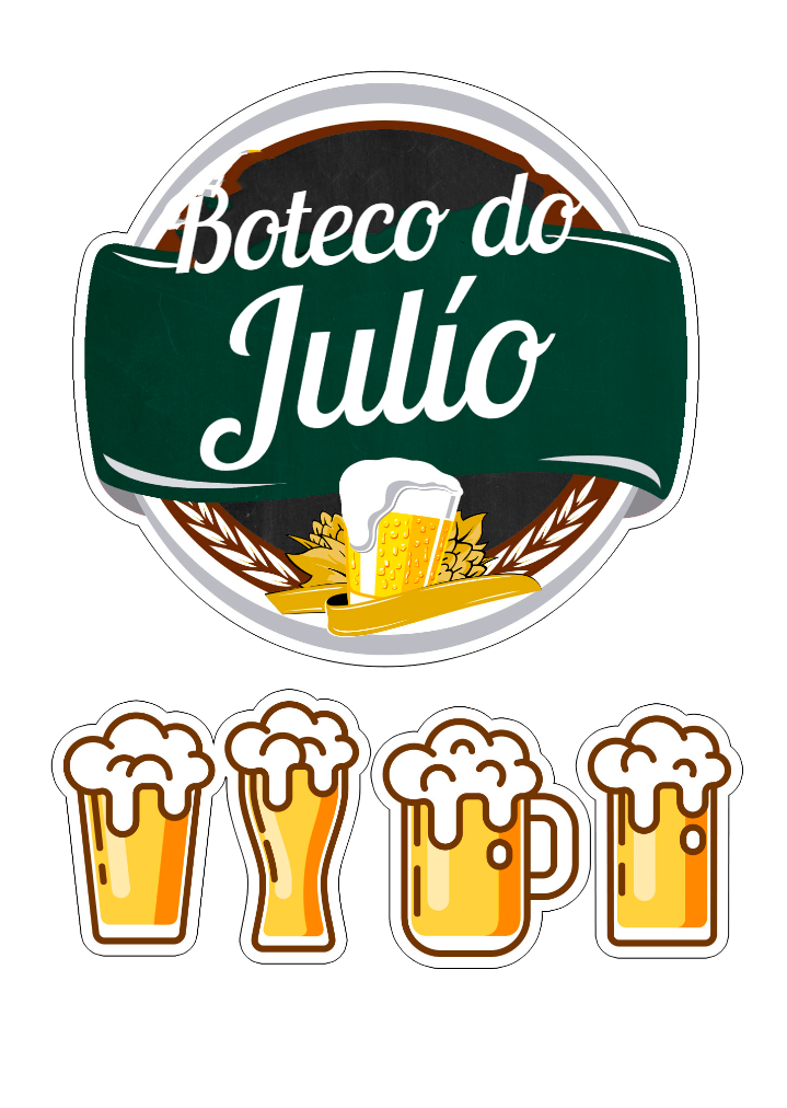 Topo de Bolo Boteco com Toppers para Editar e Imprimir Topo de Bolo Boteco com Toppers para Editar e Imprimir