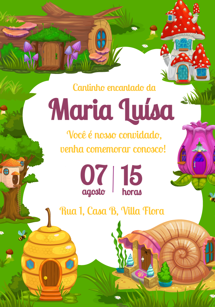 Convite Aniversário Floresta Encantada para Editar Online Convite Aniversário Floresta Encantada para Editar Online