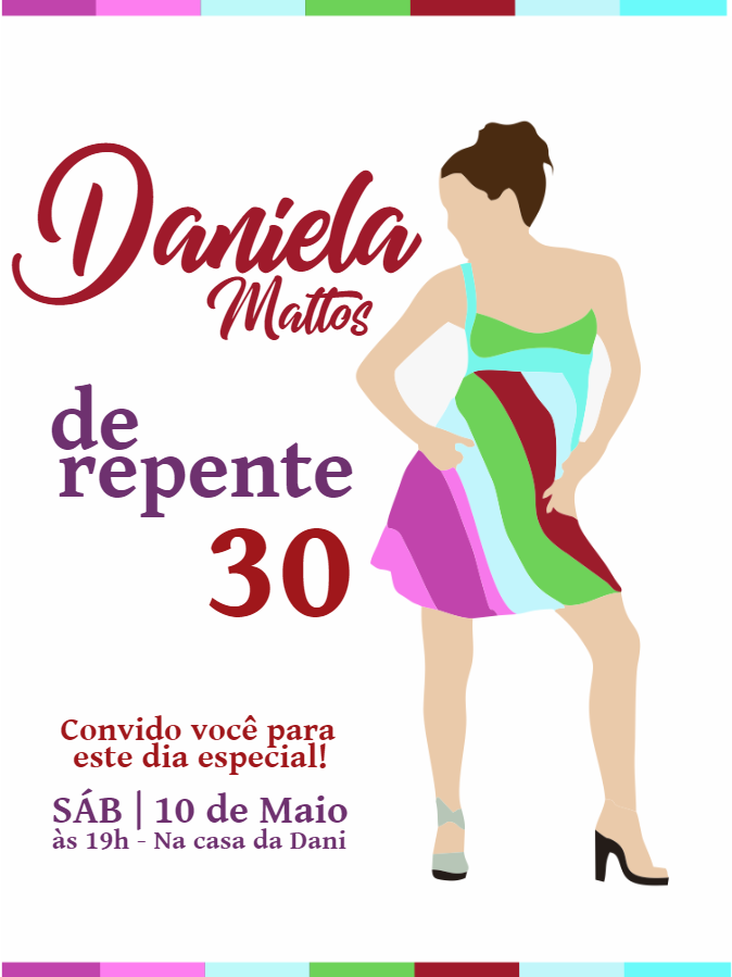 Convite De Repente 30 Editável Online para Aniversário Convite De Repente 30 Editável Online para Aniversário