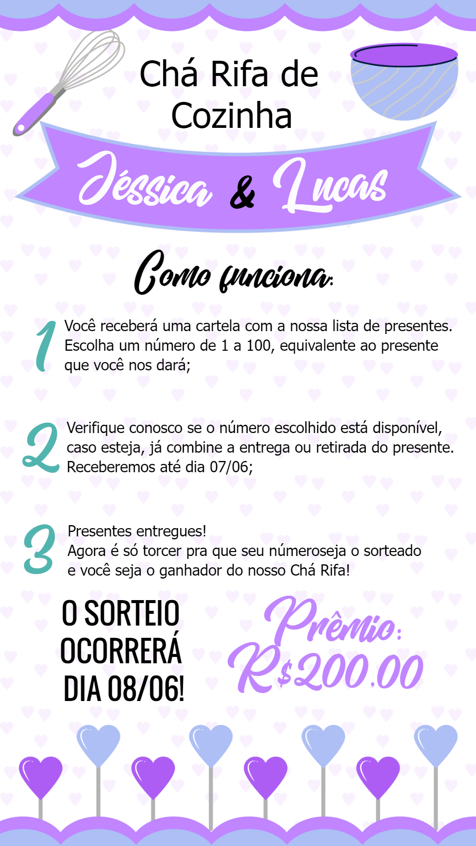 Convite Chá Rifa de Cozinha Moderno para Editar Online