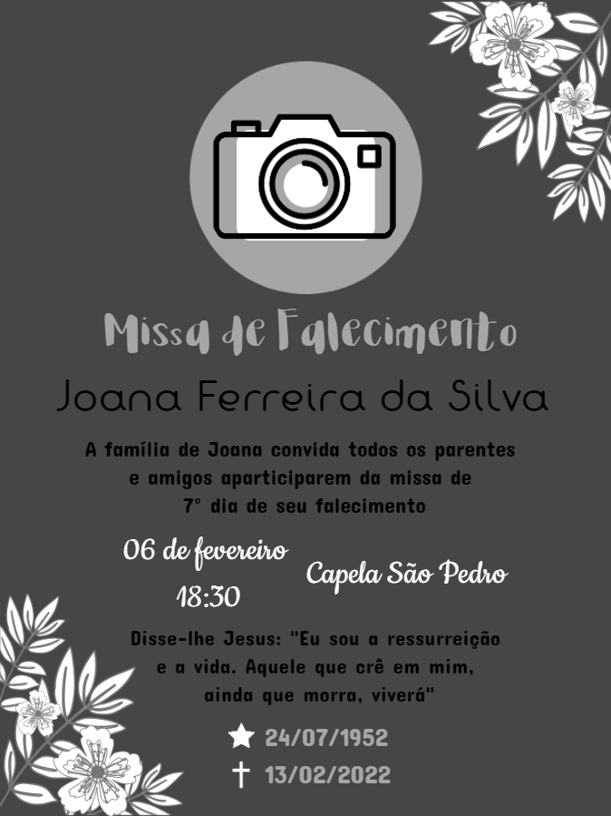 Convite Missa de 7º Dia com Foto para Editar Online Convite Missa de 7º Dia com Foto para Editar Online