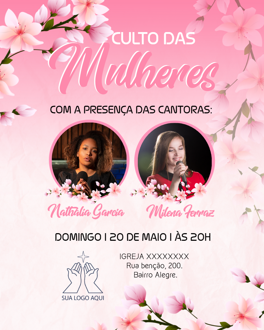 Convite Culto de Mulheres com Fotos para Editar Online Convite Culto de Mulheres com Fotos para Editar Online