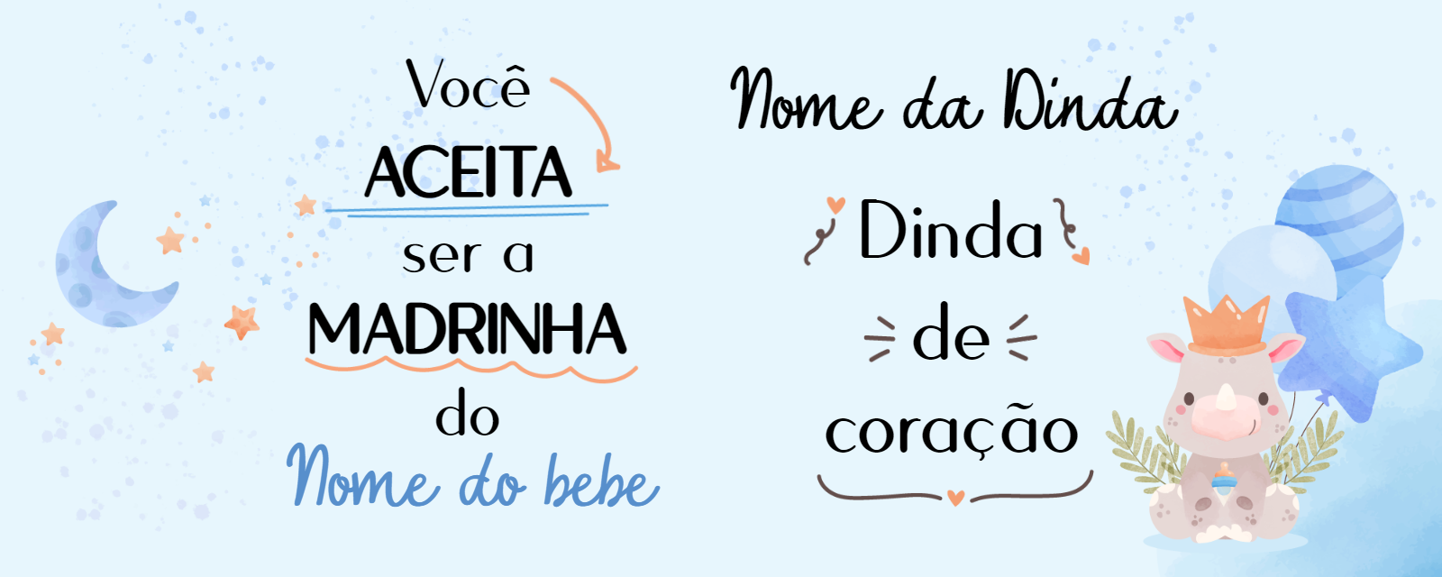 Arte Caneca Madrinha de Menino com Rinoceronte para Editar Arte Caneca Madrinha de Menino com Rinoceronte para Editar