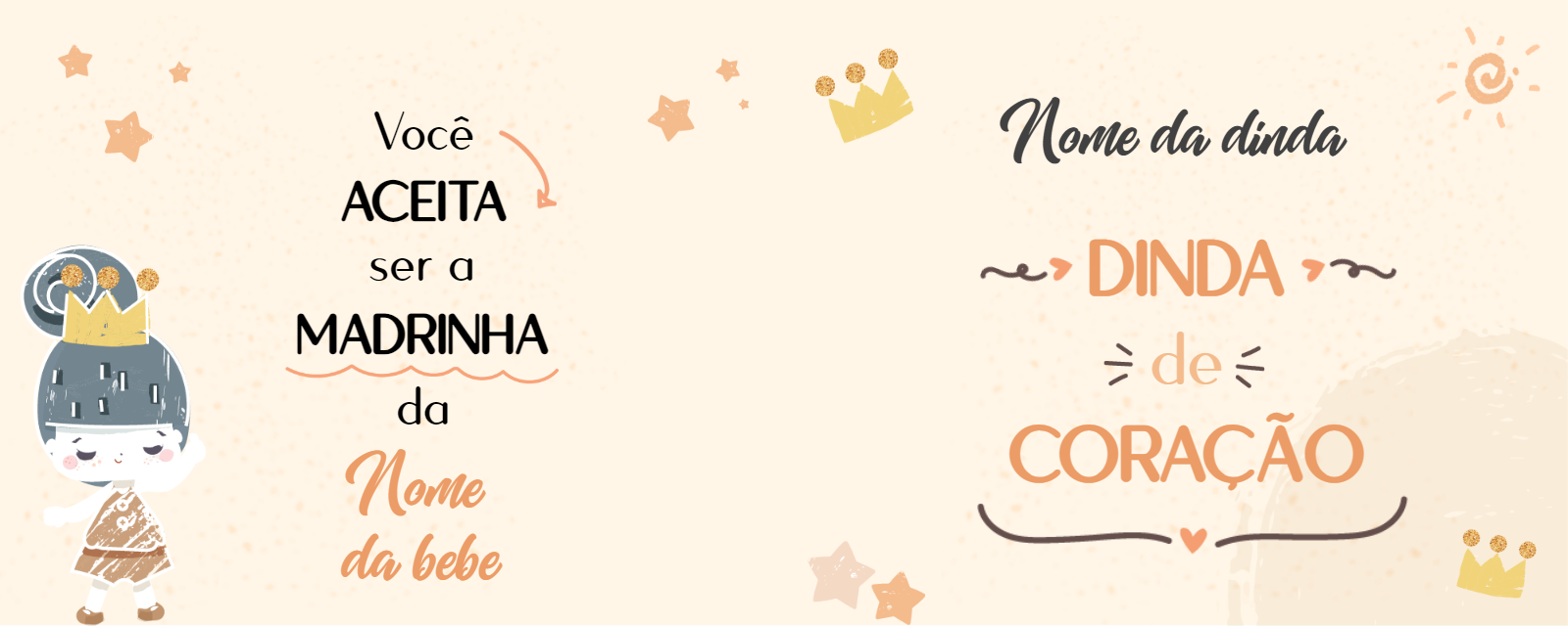 Arte Caneca Pedido Madrinha com Ilustração Fofa para Editar Arte Caneca Pedido Madrinha com Ilustração Fofa para Editar