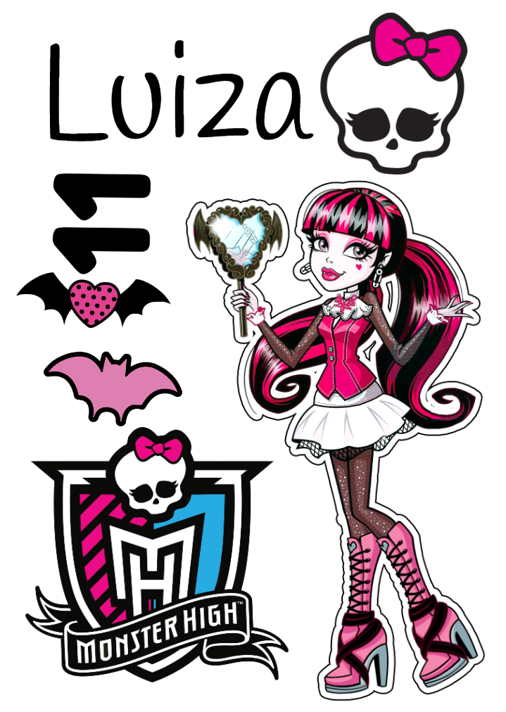 Topo de Bolo Monster High com Elementos para Editar Online Topo de Bolo Monster High com Elementos para Editar Online
