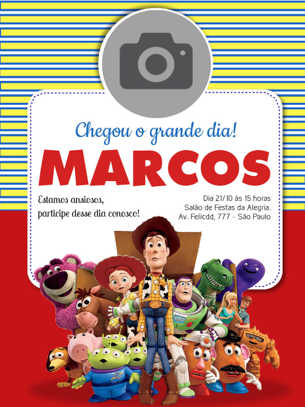 Convite Aniversário Toy Story com Foto para Editar Online Convite Aniversário Toy Story com Foto para Editar Online