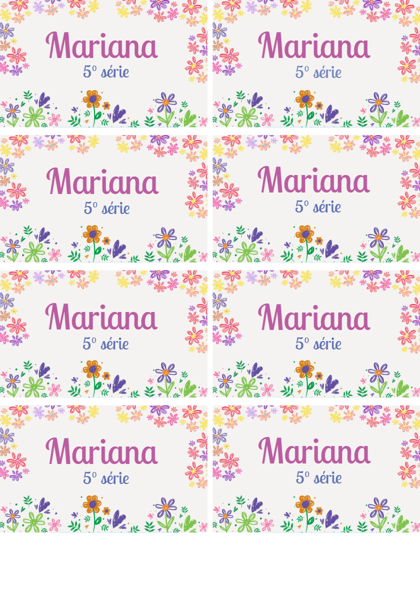 Etiqueta Escolar Floral Colorida para Editar e Imprimir Etiqueta Escolar Floral Colorida para Editar e Imprimir