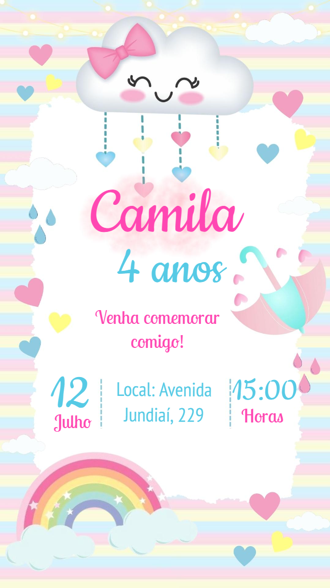 Convite de Aniversário Chuva de Amor para Editar Online Convite de Aniversário Chuva de Amor para Editar Online