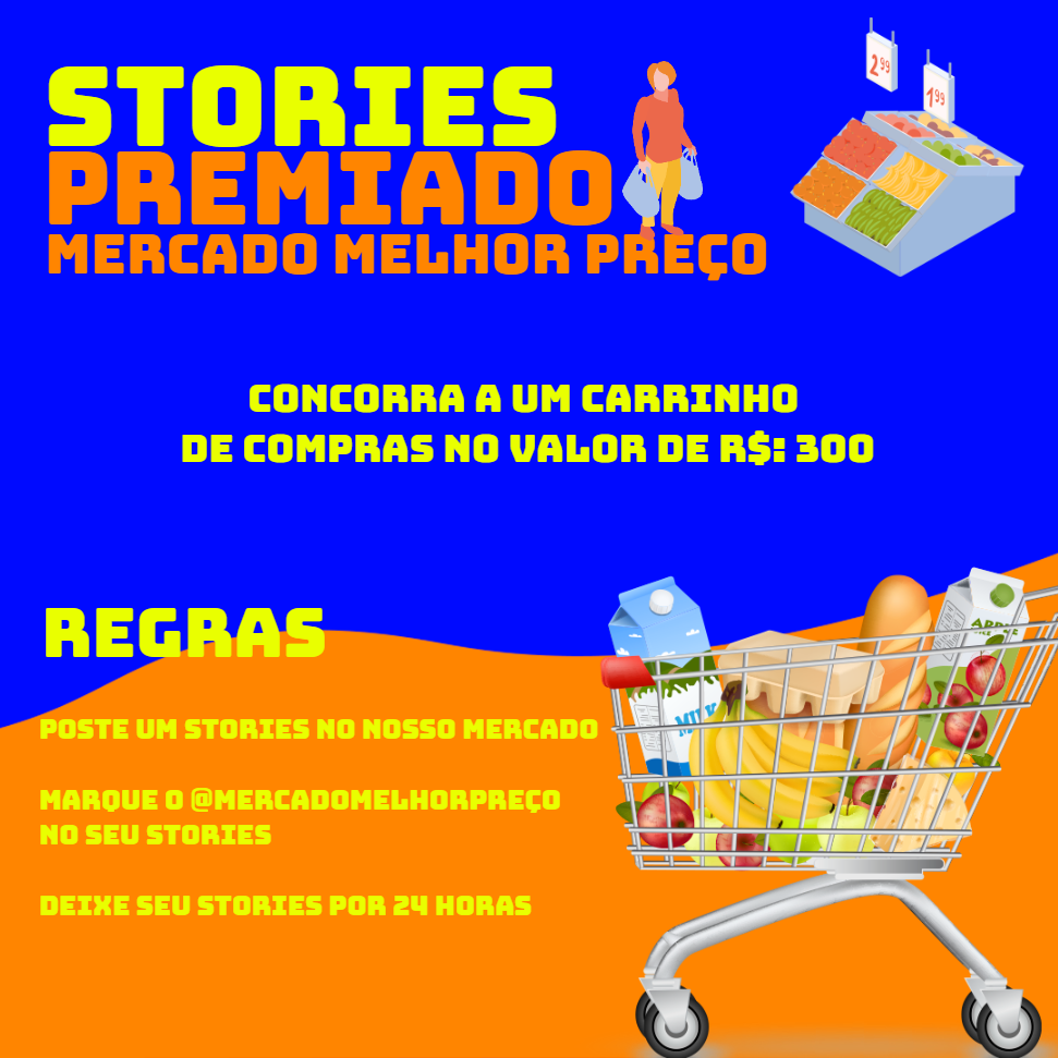 Arte para Sorteio de Mercado Stories Editável Online