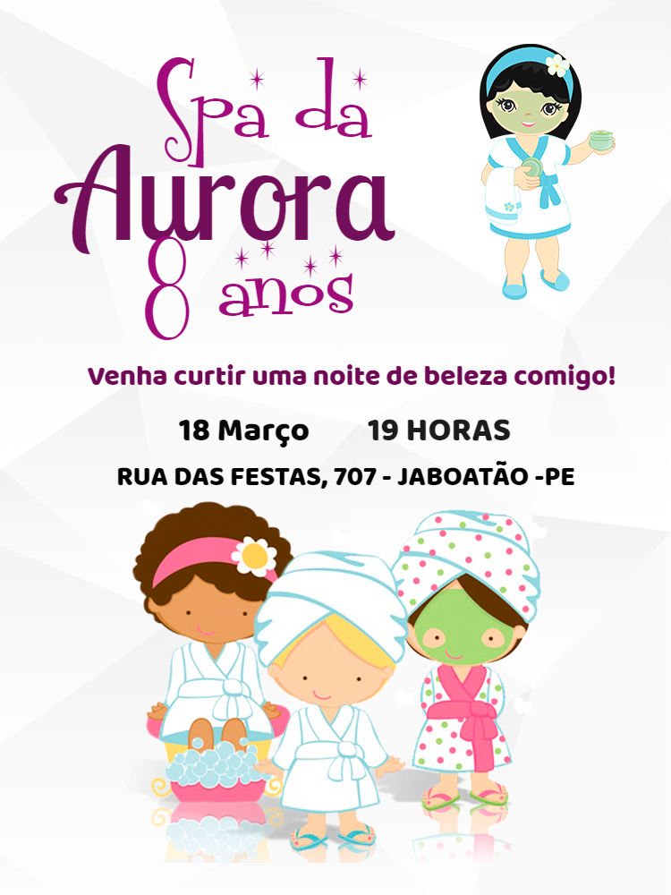 Convite Aniversário Spa Meninas para Editar Online Convite Aniversário Spa Meninas para Editar Online