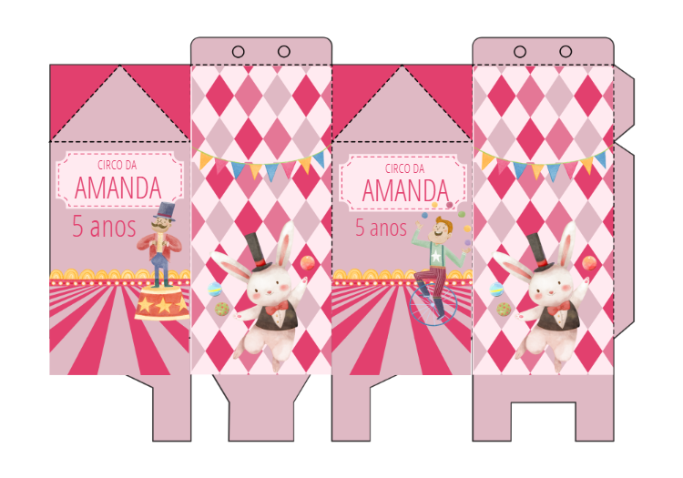 Caixa Milk Circo Rosa Editável Online para Aniversário Caixa Milk Circo Rosa Editável Online para Aniversário