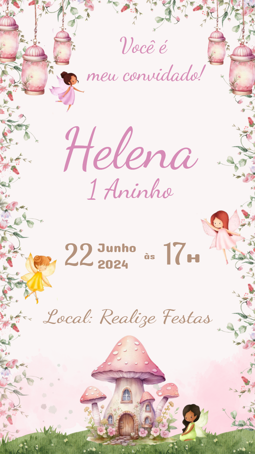 Convite de Aniversário Jardim das Fadas para Editar Online Convite de Aniversário Jardim das Fadas para Editar Online
