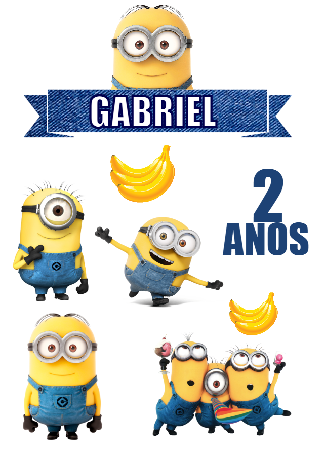 Topo de Bolo Minions para Aniversário para Editar e Imprimir Topo de Bolo Minions para Aniversário para Editar e Imprimir