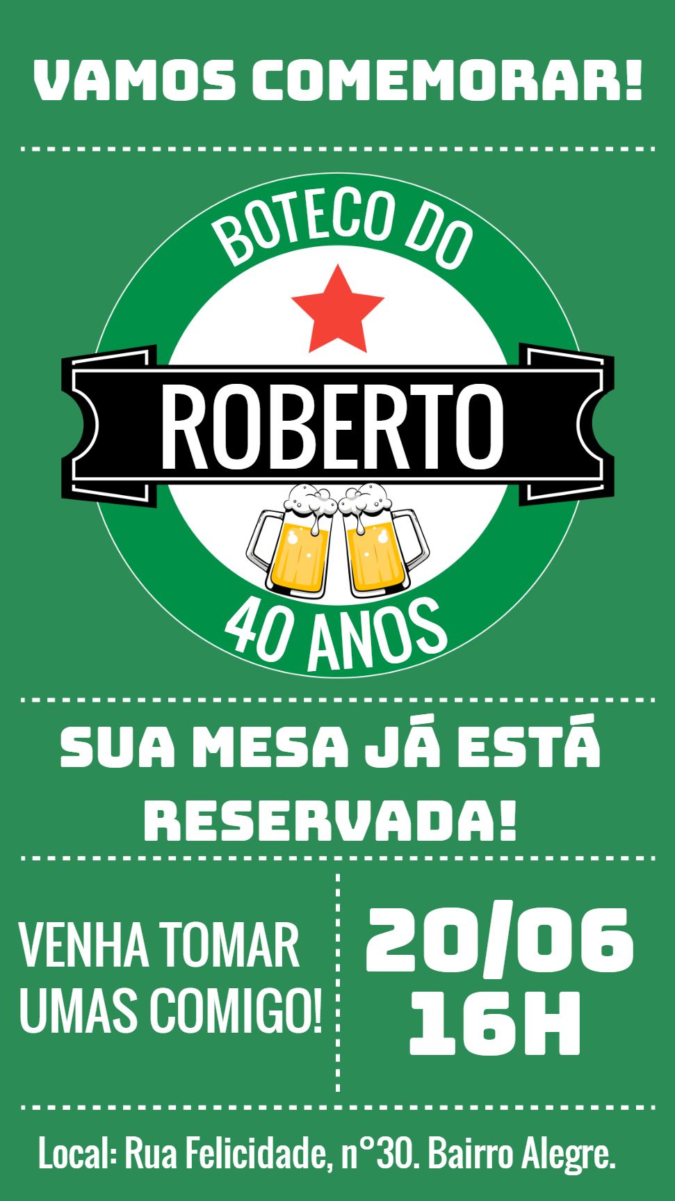 Convite de Aniversário Boteco Heineken para Editar Online Convite de Aniversário Boteco Heineken para Editar Online
