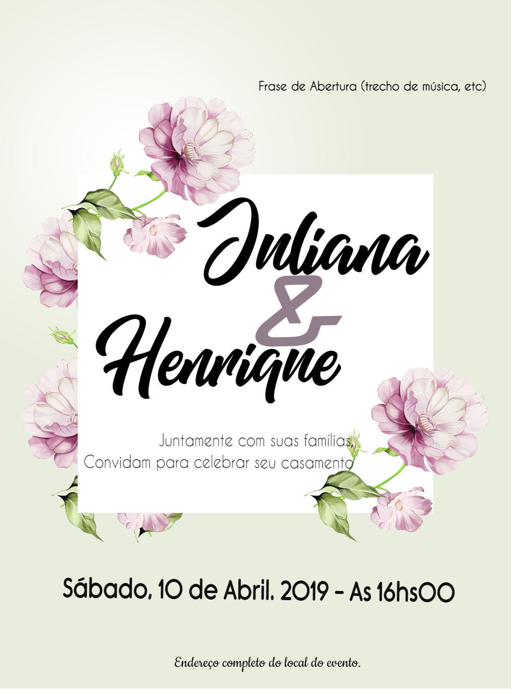 Convite de Casamento Floral com Rosas para Editar Online Convite de Casamento Floral com Rosas para Editar Online