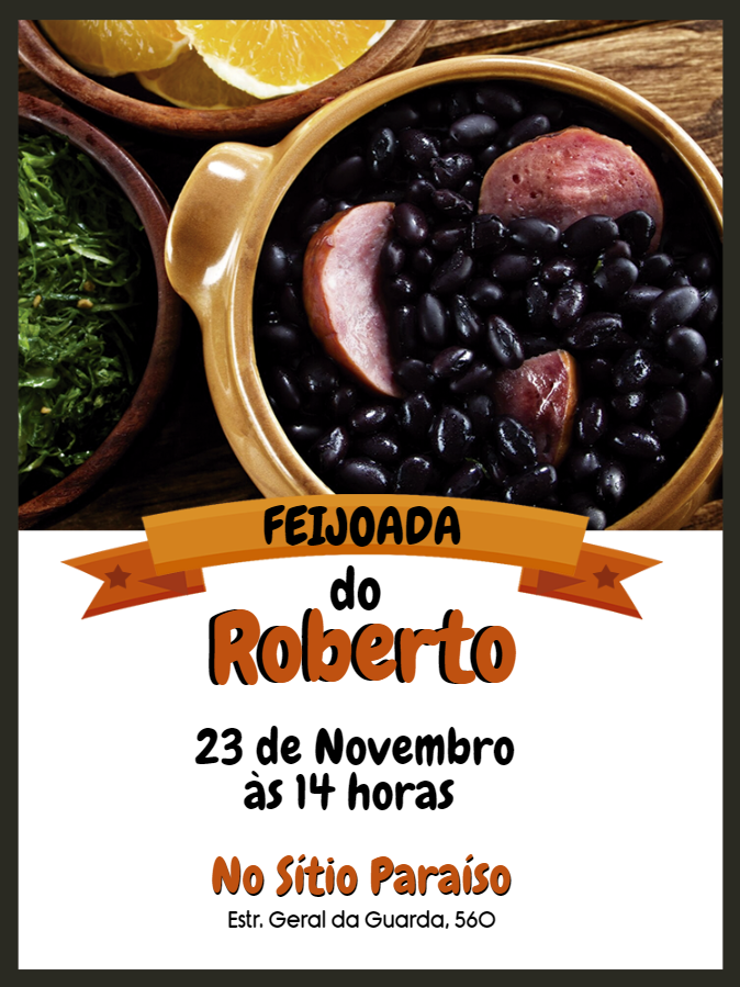 Convite de Feijoada Tradicional para Editar Online e Imprimir Convite de Feijoada Tradicional para Editar Online e Imprimir