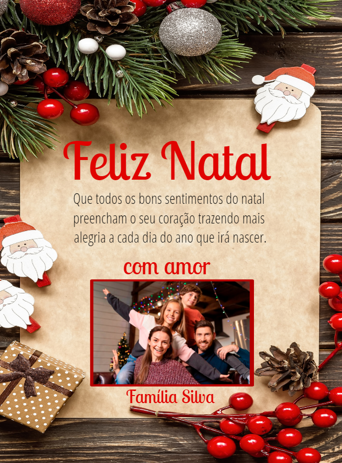 Cartão de Natal com Foto de Família para Editar Online Cartão de Natal com Foto de Família para Editar Online
